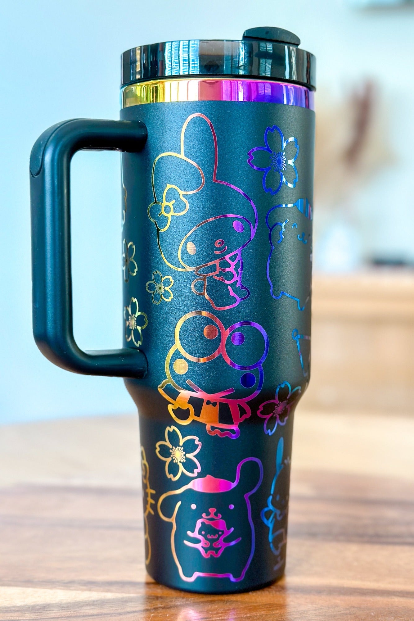 40oz Black Rainbow Sanrio Engrave