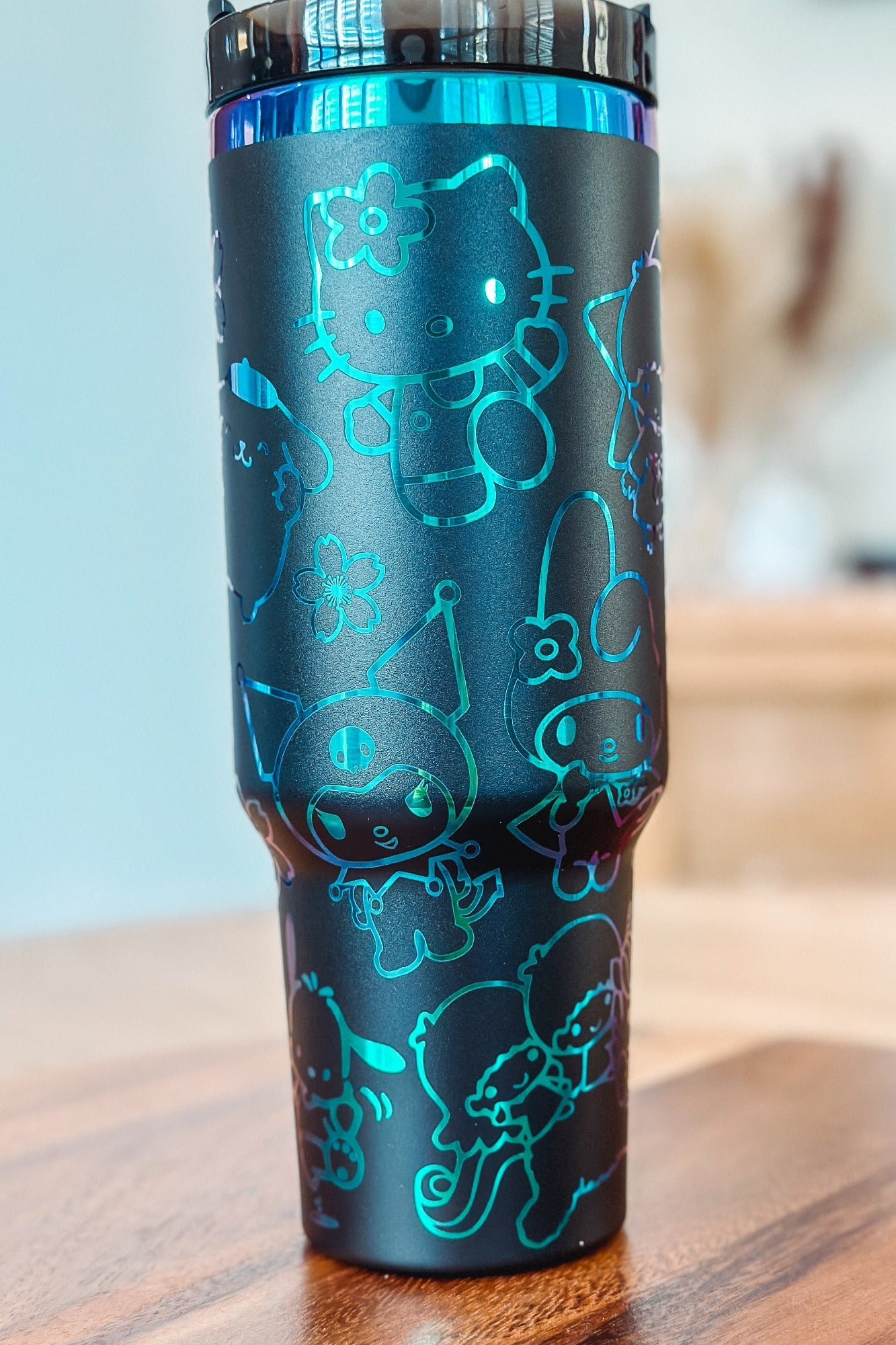 40oz Black Rainbow Sanrio Engrave