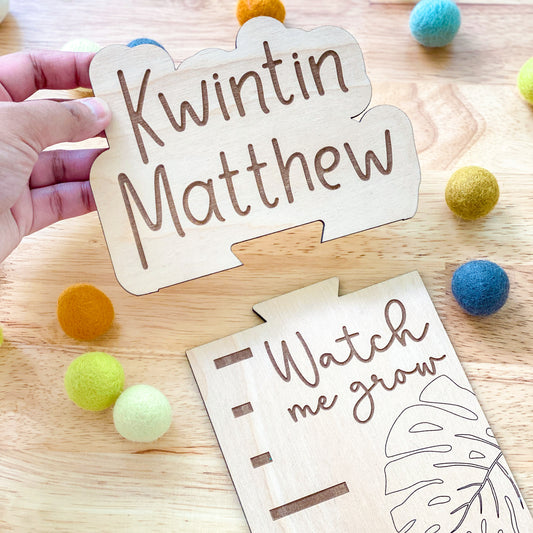 Wooden Growth Chart - Nursery Decor - Baby Shower Gift - Monstera