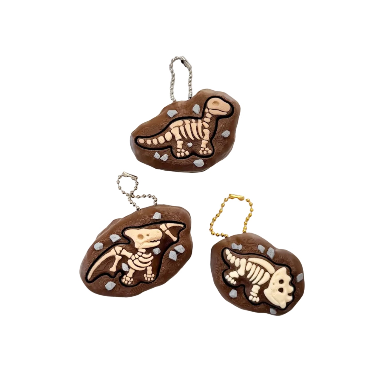 Dinosaur Fossil Fidget Clicker Keychain — Choose Your Dino | T-Rex, Pterodactyl or Triceratops