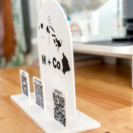 Custom Acrylic QR Code Business Sign Display – Social Media, Website & Payment Links | Personalized Branding for Small Businesses - 3 QR Codes