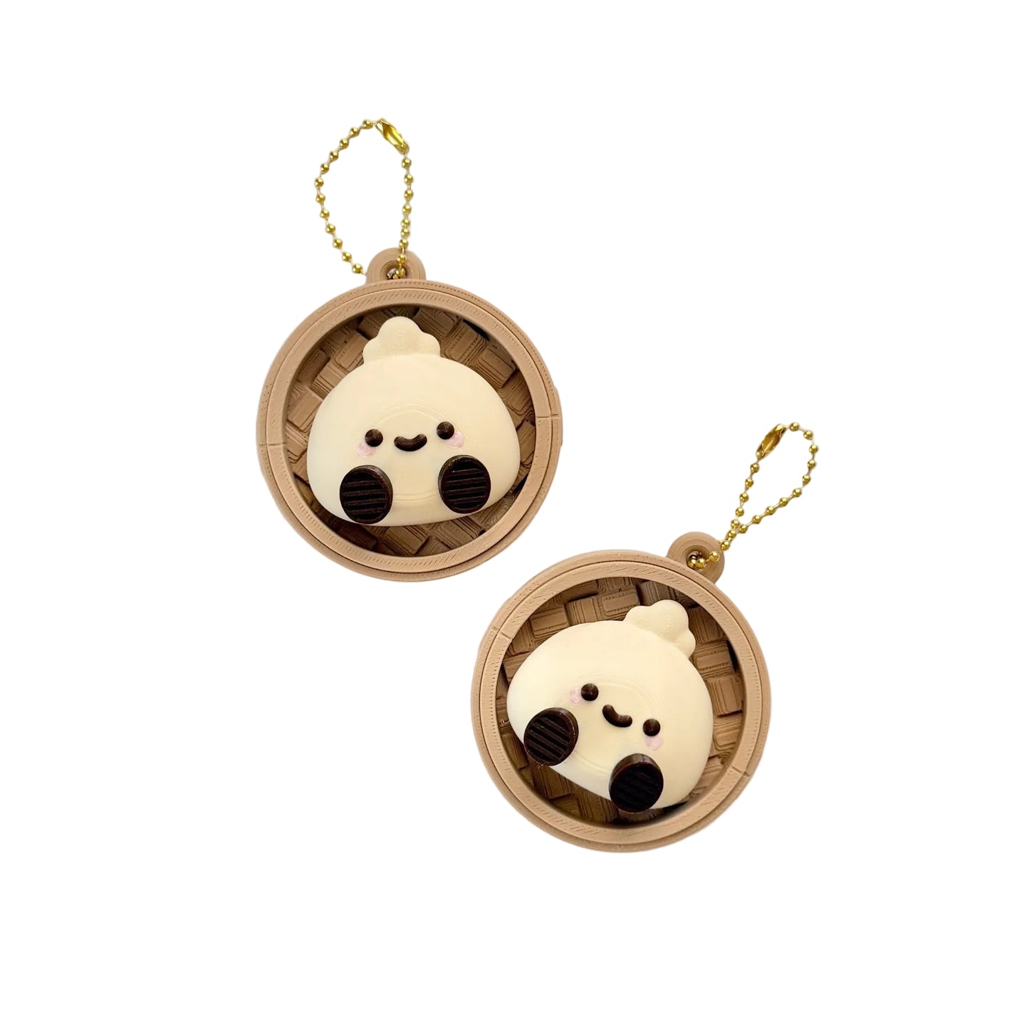 Kawaii Bao Bun Fidget Clicker Keychain — Dim Sum Steamer Basket Clicker Toy | Cute Food Accessory
