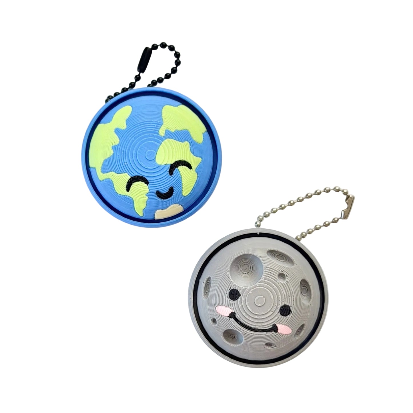 Kawaii Earth & Moon Fidget Clicker Keychain — Choose Your Planet | Space Clicker Toy