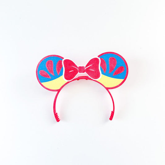 Colorful headband with bow and peace signs on a white background