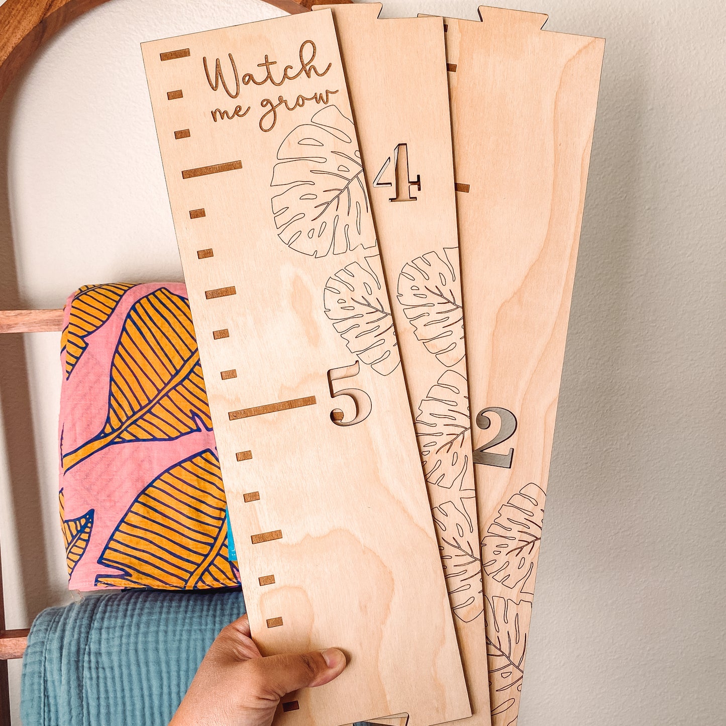 Wooden Growth Chart - Nursery Decor - Baby Shower Gift - Monstera