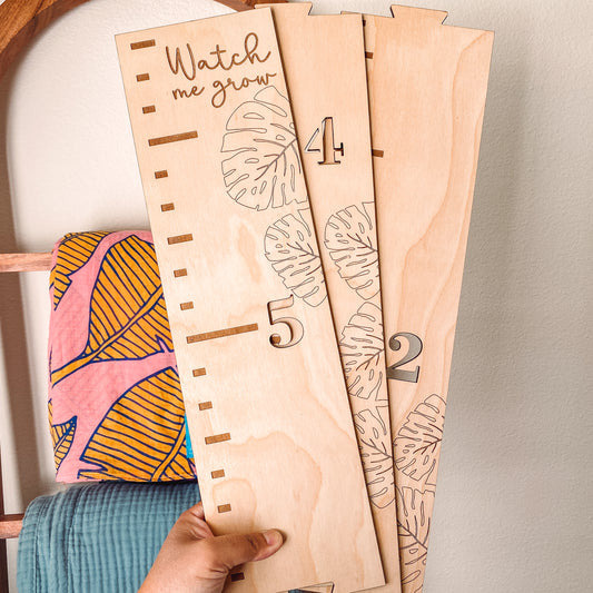 Wooden Growth Chart - Nursery Decor - Baby Shower Gift - Monstera