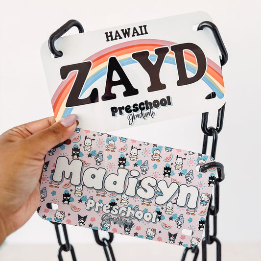 Preschool Graduation Lei Plate Set – Custom Name Keepsake Sign