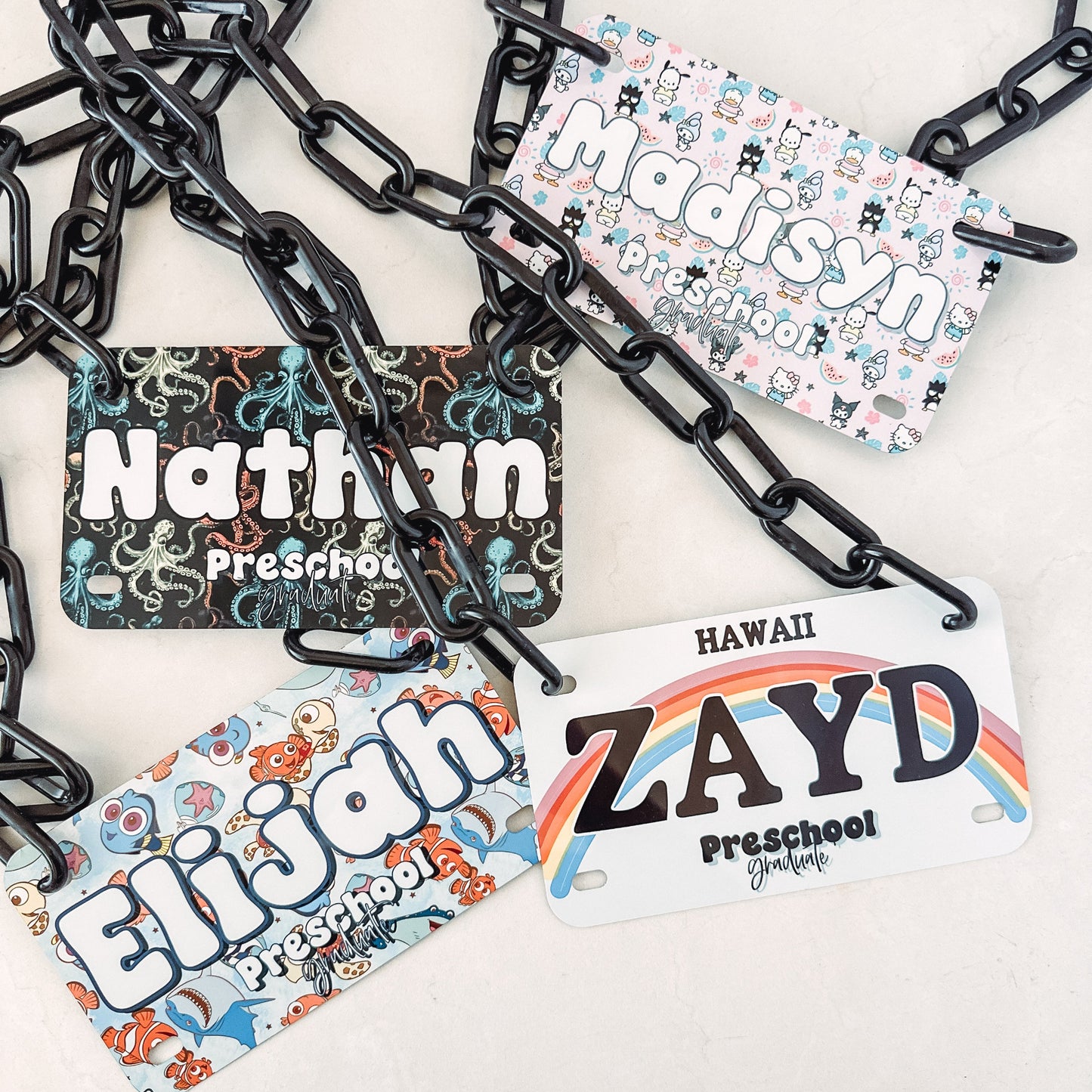 Preschool Graduation Lei Plate Set – Custom Name Keepsake Sign