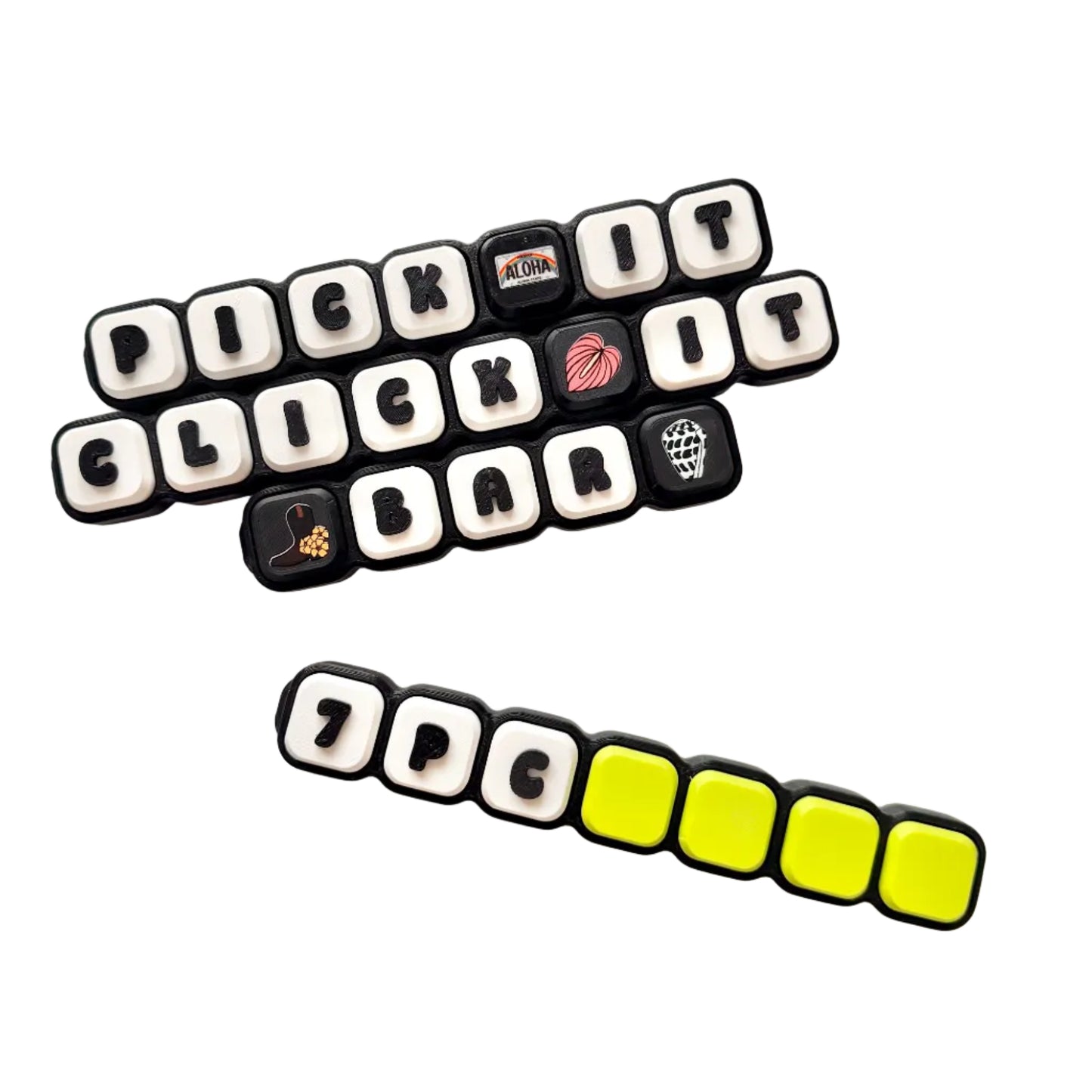 Pick It Click It Bar — 7-Piece Customizable Clicker Set | Choose Your Own Custom Printed Tiles | DIY Fidget Bar