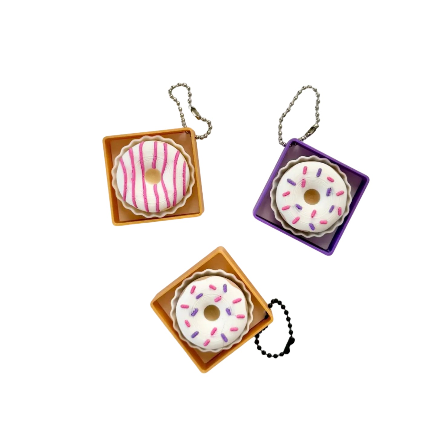 Donut Box Fidget Clicker Keychain — Choose Your Style | Kawaii Bakery Clicker Toy