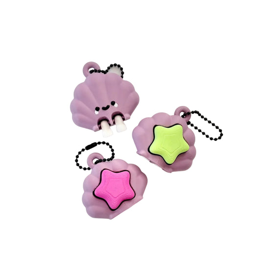Kawaii Seashell Fidget Clicker Keychain — Choose Your Star Color | Ocean Mermaid Clicker Toy