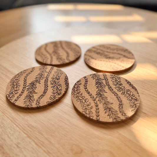 Lei Strand Engraved Cork Coasters (Set of 4)