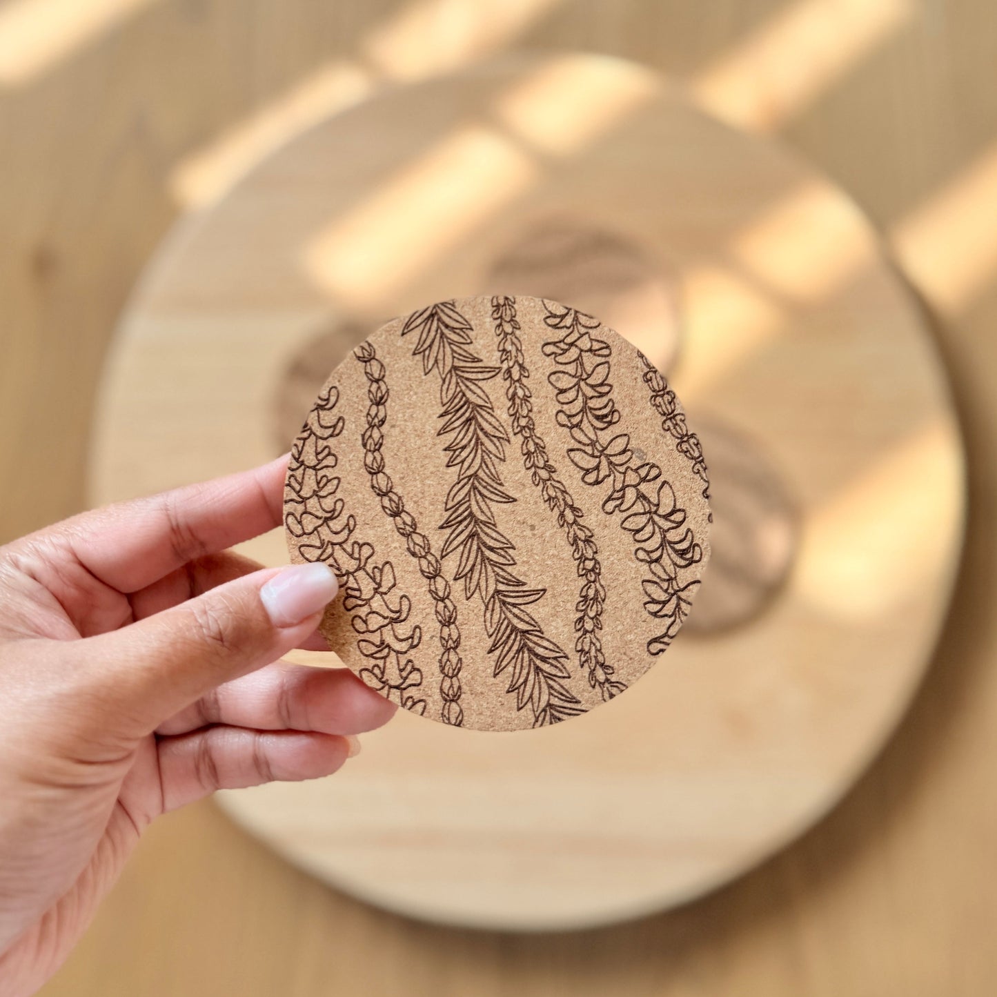 Lei Strand Engraved Cork Coasters (Set of 4)