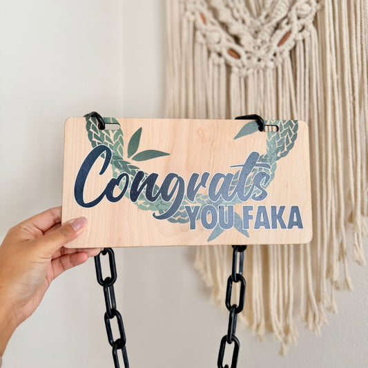 Congrats You Faka Wood Chain Lei – Funny Graduation Gift