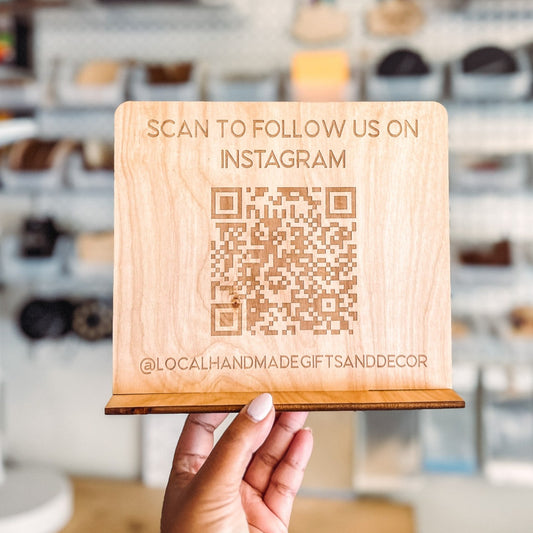 Custom Wooden QR Code - Social Media Sign