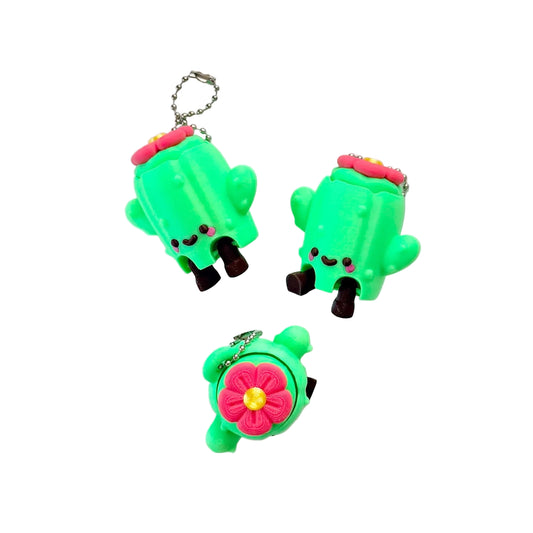 Kawaii Cactus Fidget Clicker Keychain — Cute Plant Lover Clicker Toy | Cottagecore Bag Charm