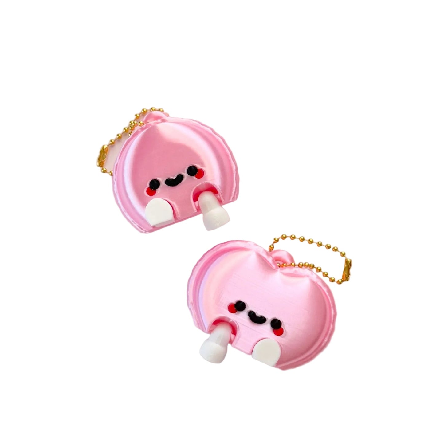 Kawaii Macaron Fidget Clicker Keychain — Round or Heart Shaped | Pink Pastel Clicker Toy