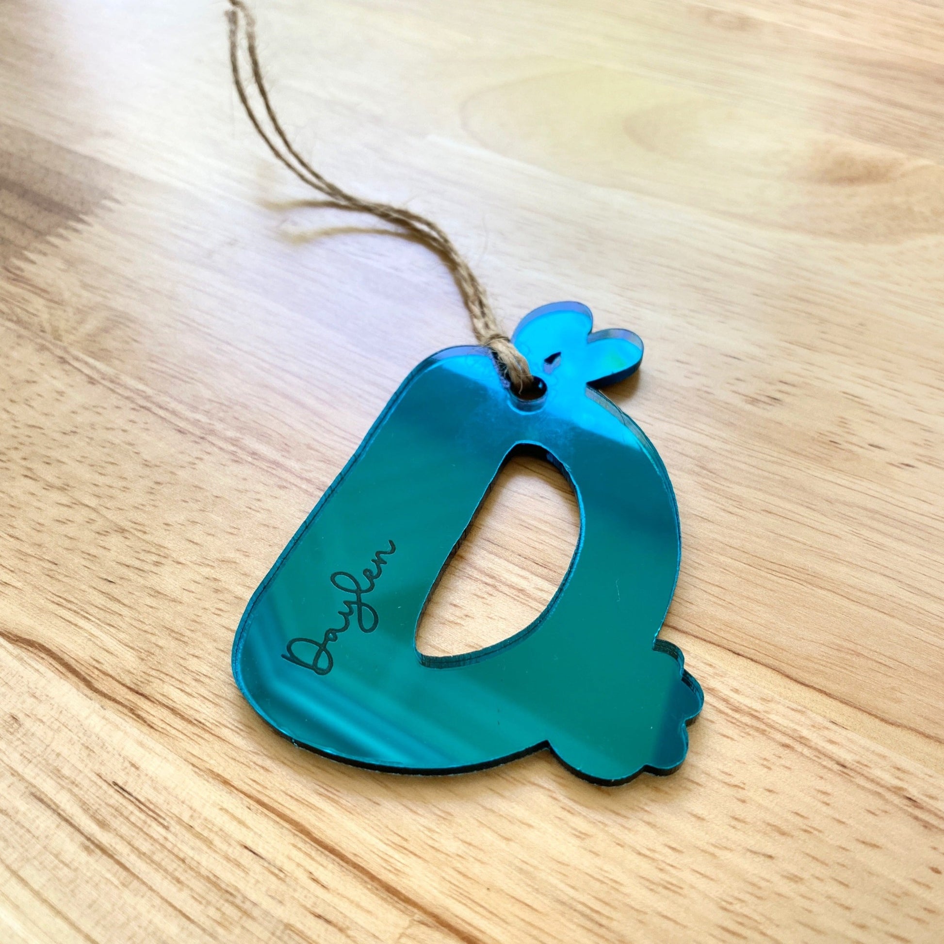 TEAL MIRRORED ACRYLIC | Personalized Easter Basket Bunny Tag